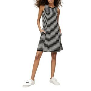 Time & Tru Womens Black & White Striped Sleeveless Knit Dress M (8-10)